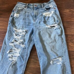 American Eagle Outfitters Ripped Light Blue Boyfriend Jeans
